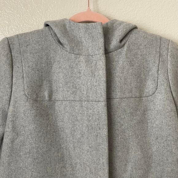 J. Crew Jacket Womens Size 6 Gray Melton Wool Full Zip Hooded Pea Coat Preppy - Picture 4 of 13